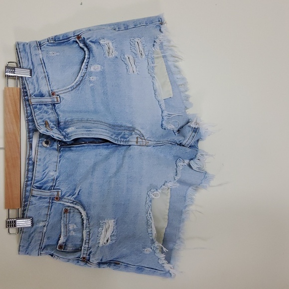 ZARA Women's distressed Jeans Shorts Size 10 - Picture 1 of 9